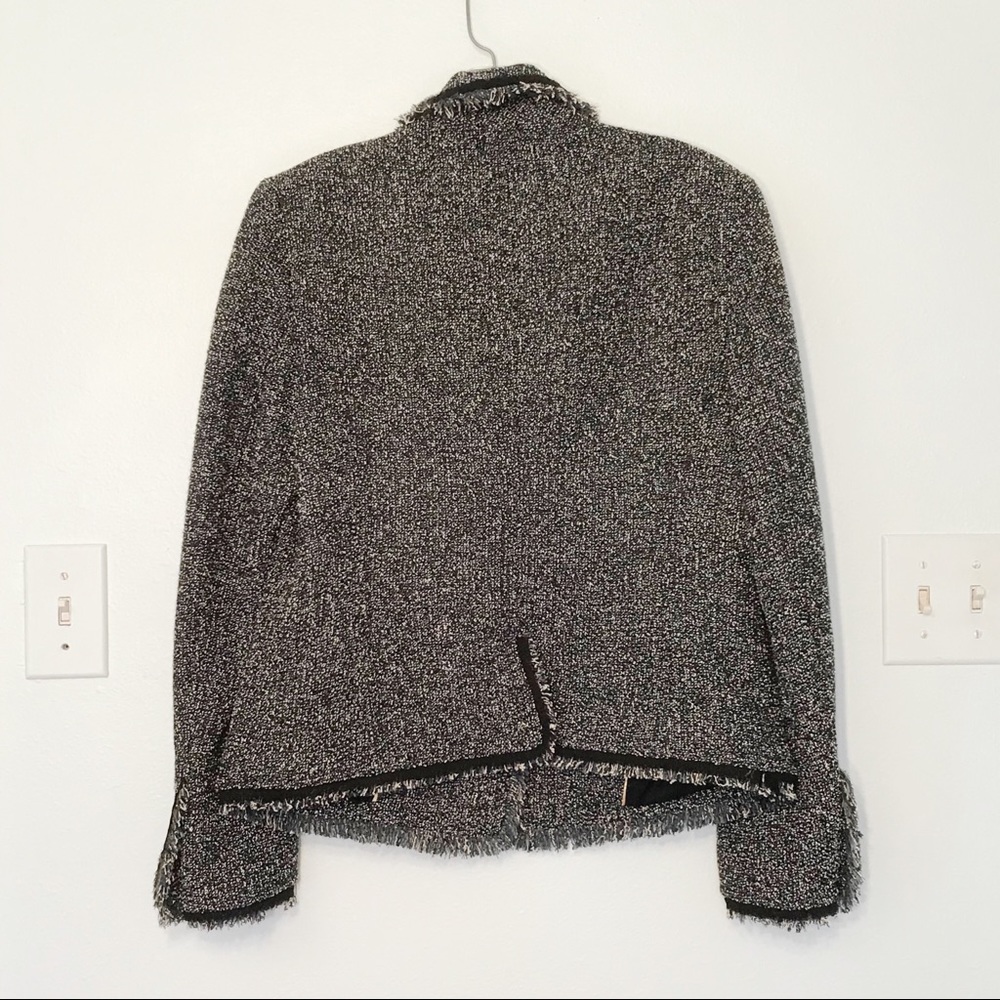 Anne Klein Notch Lapel Tweed Blazer Jacket Black - Picture 3 of 8